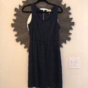 Textured Floral design Navy dress